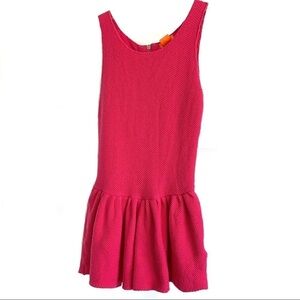 Joe Fresh Bright Pink Tight Knit Peplum Blouse Tank Top size Small